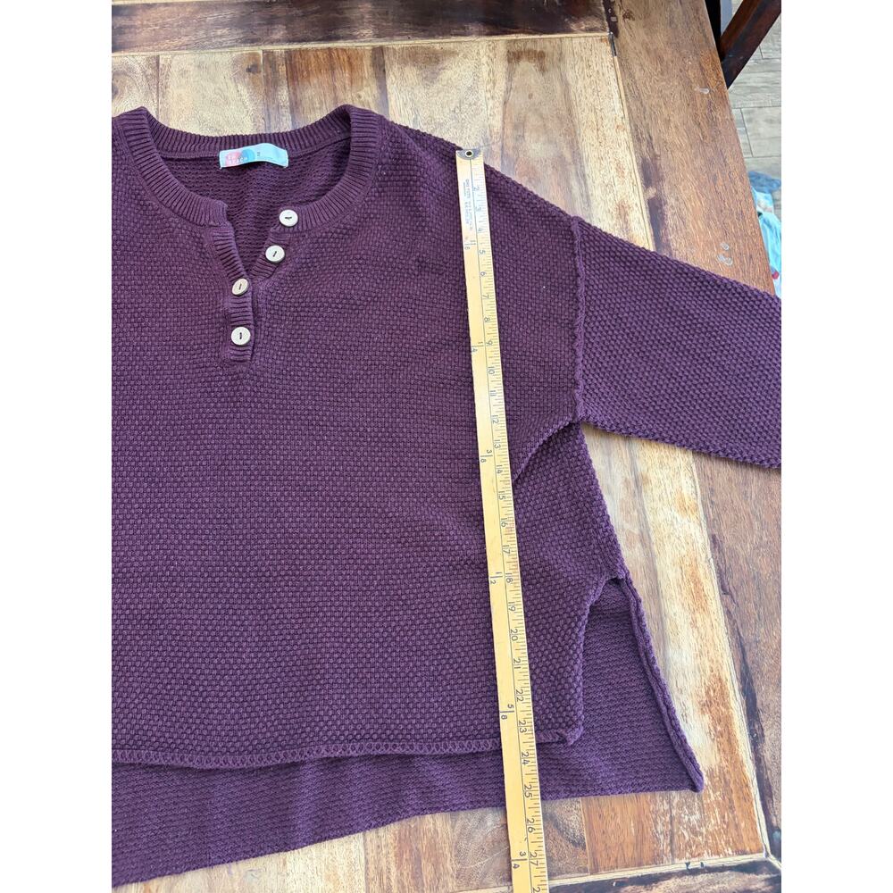 Free People Sweater Hailee Waffle Knit Mulberry Henley Purple Size Medium - Picture 8 of 9